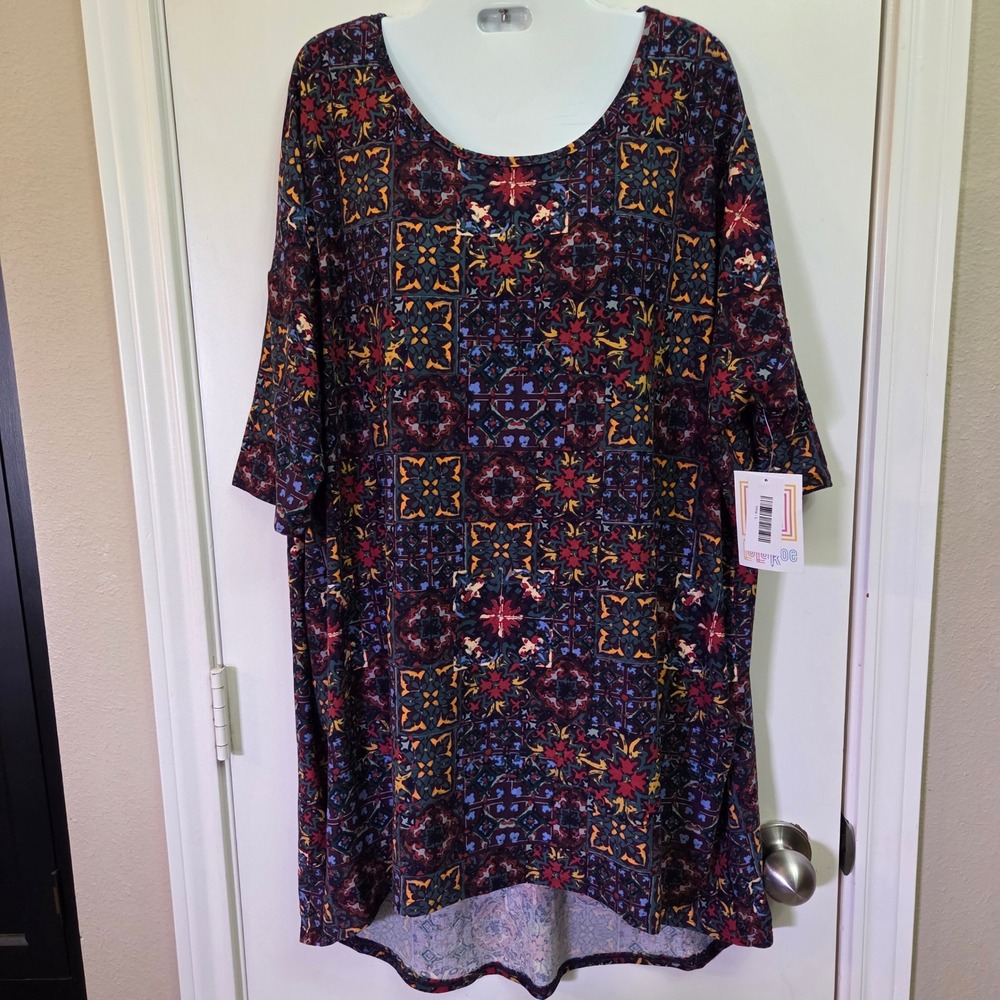 LuLaRoe Irma Tunic Top Large NWT Multi Color Geometric Kaleidoscope High Low